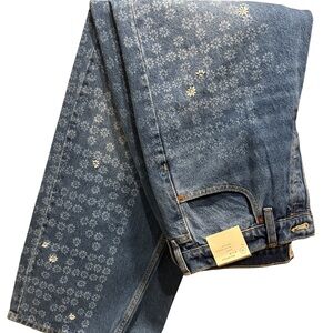 Universal Thread Blue Floral Flare Jeans